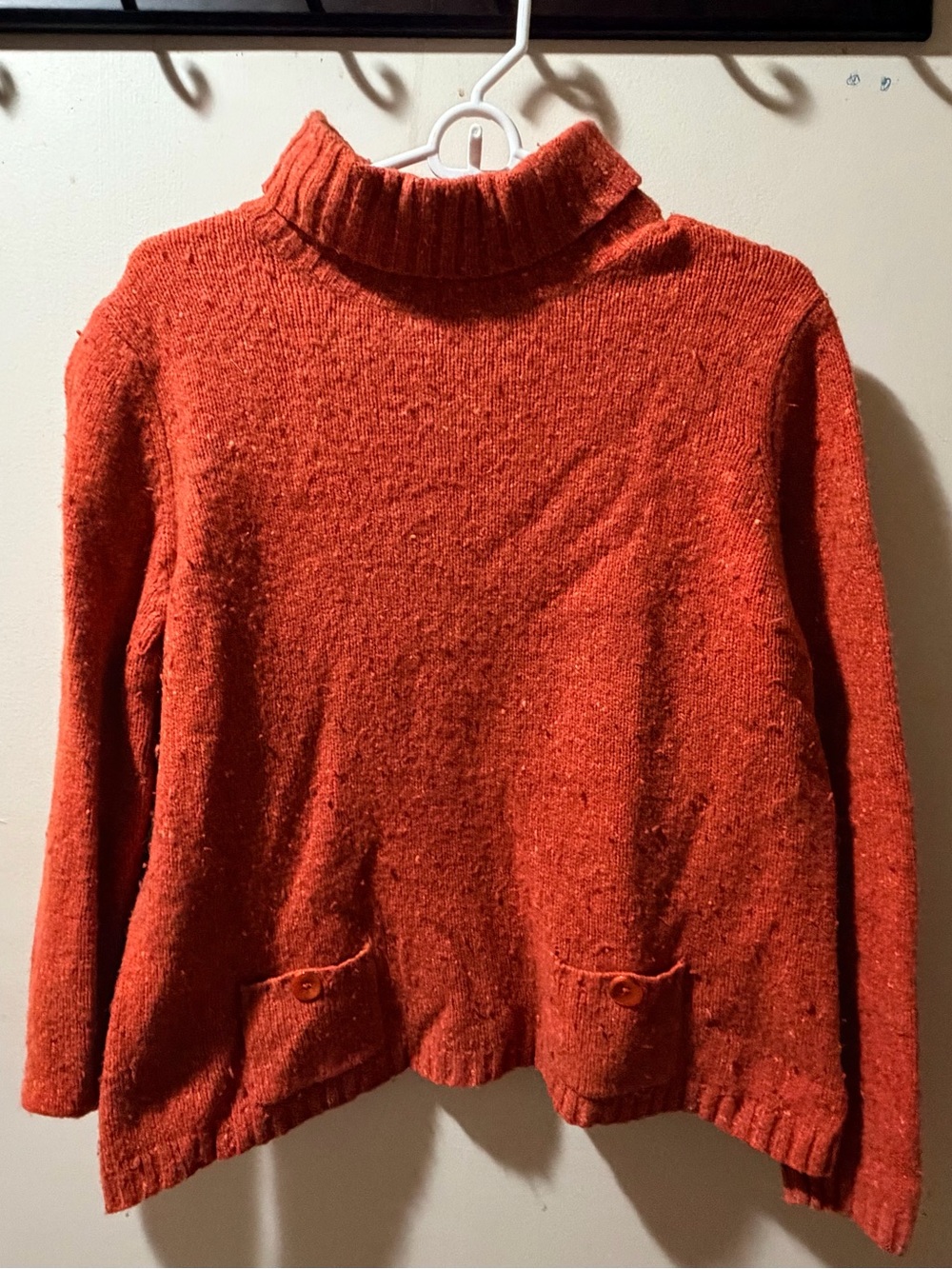 Cozy Burnt Orange Knit Cowl Neck Sweater